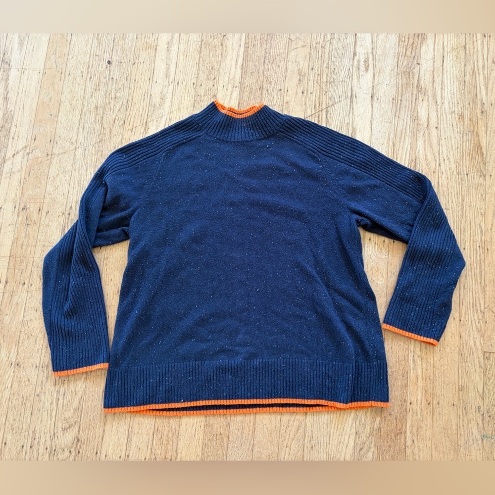 J. Jill mock turtleneck sweater cotton blend contrast rib knit cuff